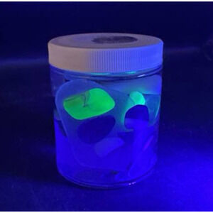 Santa Cruz Sea Glass Jar with Some Uranium Sea Glass 3" Jar in Water